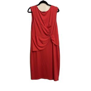 Womens Red Ruched Sheath Dress Size Large Stretch Knee Length Work Office